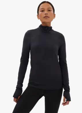 GIRLFRIEND COLLECTIVE Top deportivo con cuello alto y cremallera en negro