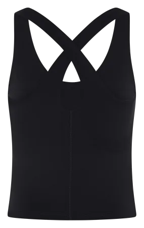 GIRLFRIEND COLLECTIVE ZOE - Camiseta de tirantes ajustada con cuello de pico en negro